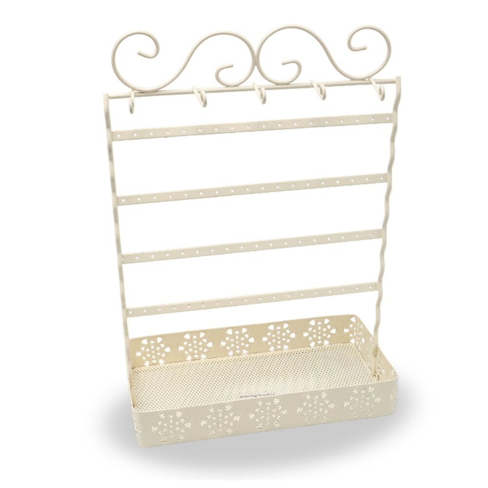 Metal Jewelry Display Stand Necklace Earrings Bracelets Holder Cream Tall